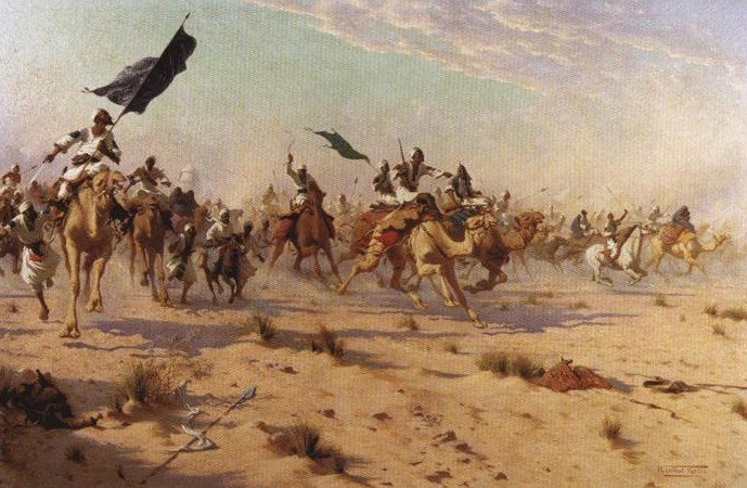 The Flight of the Khalifa after his defeat at the battle of Omdurman